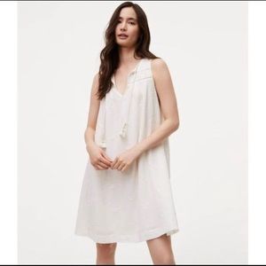 LOFT cream embroidered boho swing dress